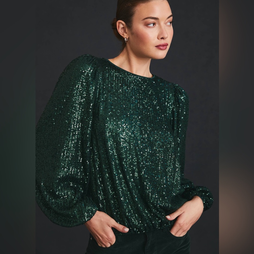 Flat White Petite Sequin Top